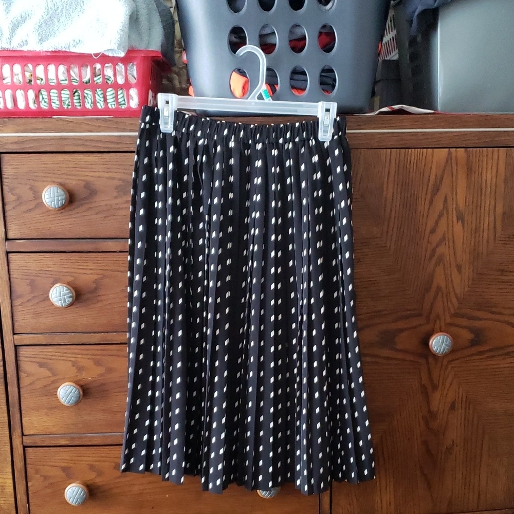 Banana Republic Black and White A-Line Pleated Skirt
